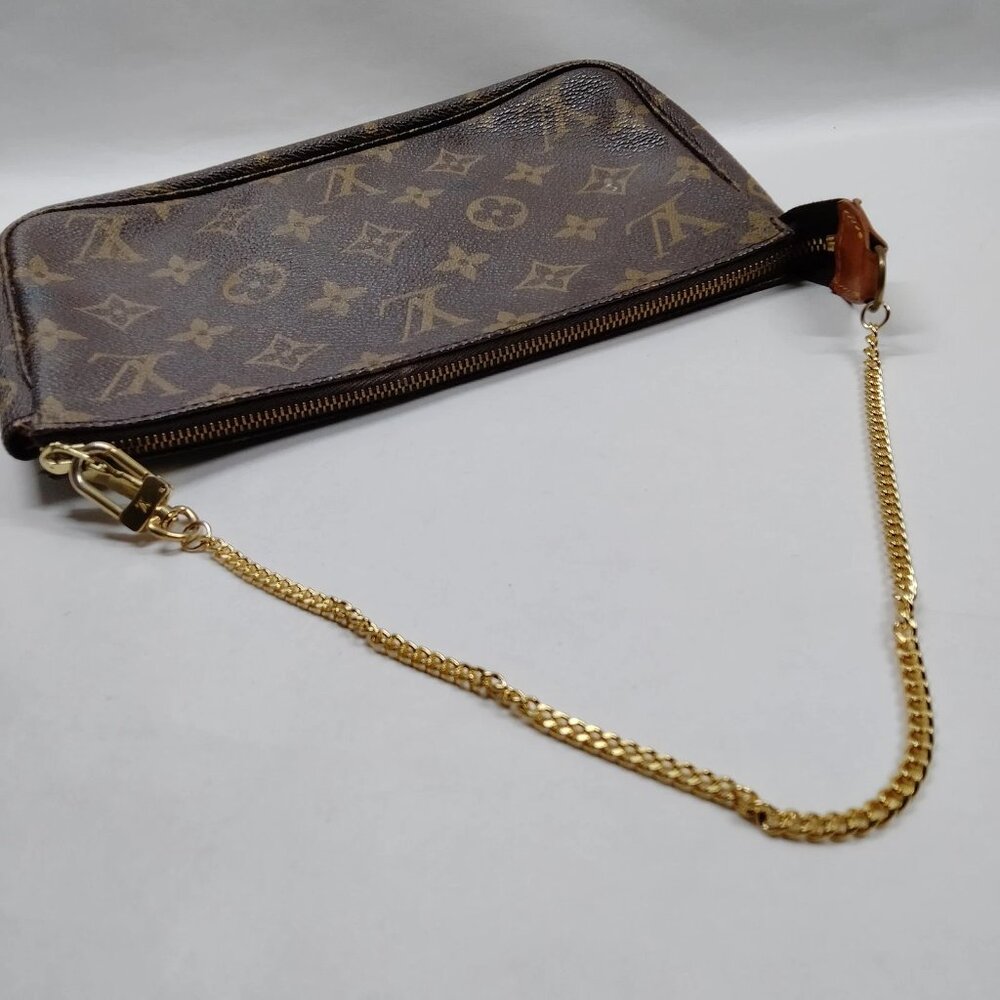 Louis Vuitton Pochette Accessoires Monogram Chain Bag/Authentic LV Shoulder Bag - Picture 5 of 10